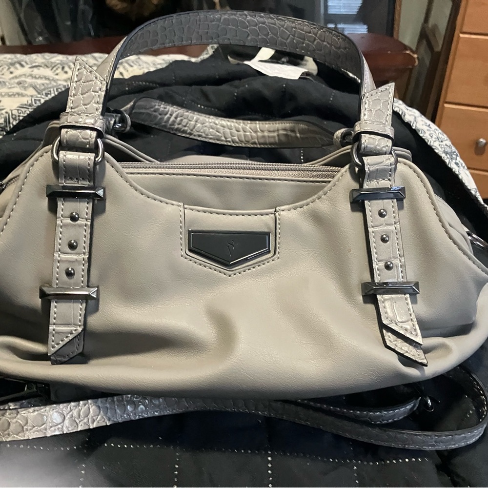 Simply Vera Wang Medium Gray Shoulder Handbag Purse